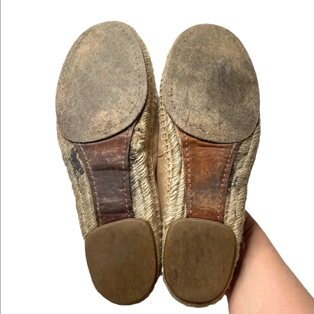 Chloe | Lauren Suede Espadrille Scalloped Flats in Neutral Beige 38